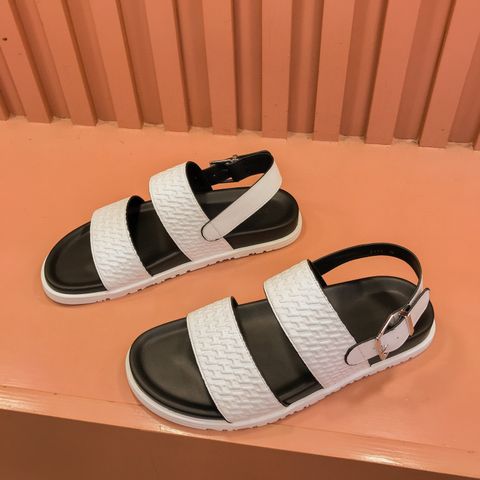 Sandal nam HERMES* quai da bò dập nổi Logo đẹp cao cấp