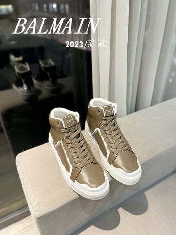 Giày thể thao nam nữ BALMAIN* cao cổ da bò viền màu đẹp độc VIP 1:1