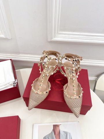 Giày cao gót VALENTINO* 3 quai cao  6,5cm lưới đá đẹp sang VIP 1:1