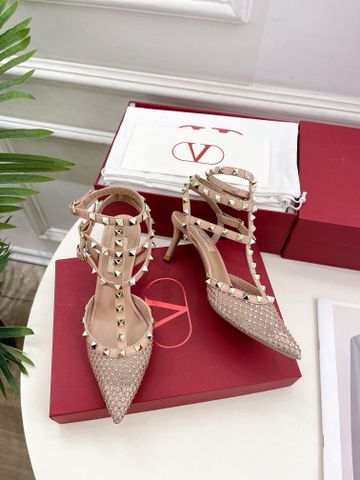 Giày cao gót VALENTINO* 3 quai cao  6,5cm lưới đá đẹp sang VIP 1:1