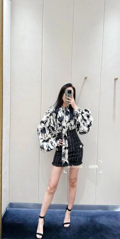 Sơ mi nữ BALMAIN* dáng dài hoạ tiết logo đẹp VIP 1:1