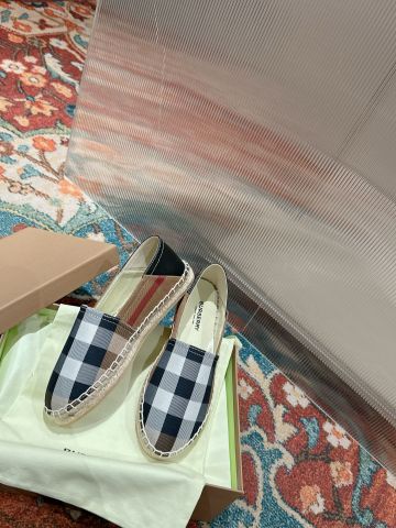 Giày slip on nữ Burberry* canvas kẻ đế cói đẹp SIÊU CẤP