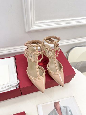 Giày cao gót VALENTINO* 3 quai cao 6,5cm da bóng màu mới đẹp sang VIP 1:1