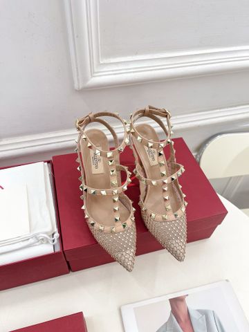 Giày cao gót VALENTINO* lưới đá hai quai cao 9,5cm đẹp sang VIP 1:1