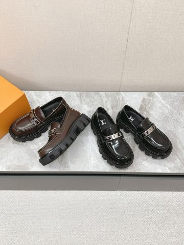 Giày nữ Loafer L*V da bóng mờ đế cao kiểu đẹp VIP 1:1