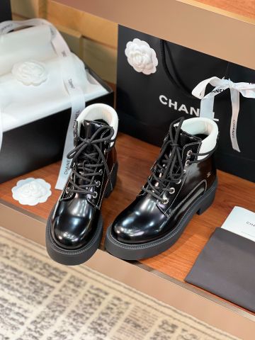 Boot chanel* cổ thấp da bóng cao 5cm VIP 1:1