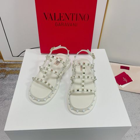 Sandal nữ VALENTINO* đế phẳng quai tán đinh da bò VIP 1:1