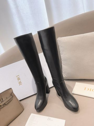 Boot Dior* cổ cao gần gối da bò lỳ đẹp cao 11cm VIP 1:1
