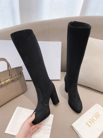 Boot Dior* cổ cao gần gối da lộn gót to cao 11cm VIP 1:1