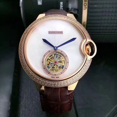 Đồng hồ cơ cartier viền đá đẹp 46mm Sale rẻ