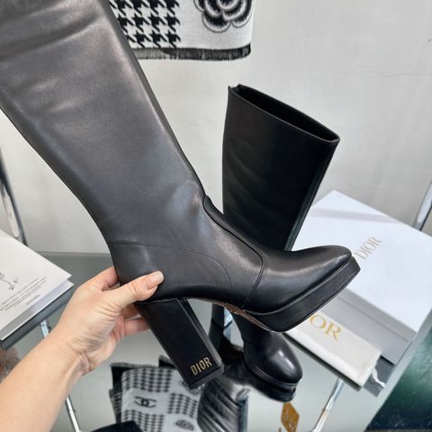 Boot Dior* cổ cao gần gối gót to cao 10cm da bò cao cấp VIP 1:1