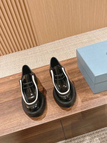 Giày nữ PRADA* da bóng đế cao 5cm đẹp VIP 1:1