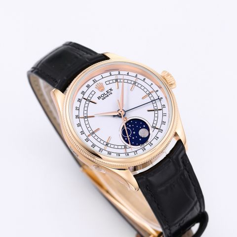 Đồng hồ nam rolex* dây da mặt mỏng to vừa 39mm đẹp thanh lịch cho doanh nhân VIP 1:1