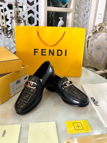 Giày nam Loafer FENDI* phối hoạ tiết Logo nâu đẹp lịch lãm VIP 1:1