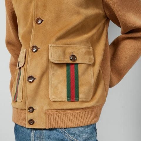 Áo khoác da lộn GUCCI* cho nam hàng da cừu cao cấp giá cao