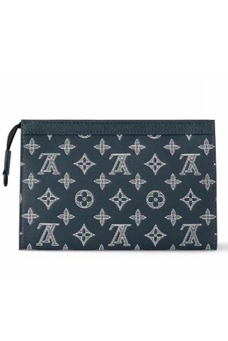 Clutch Louiss* L*V* nam nữ dáng vuông da bò dập Monogram xanh dương đẹp VIP 1:1