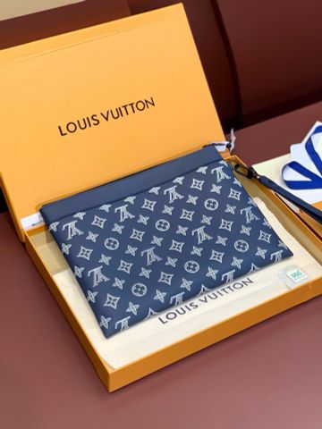 Clutch Louiss* L*V* nam nữ da bò hoạ tiết Monogram xanh dương VIP 1:1