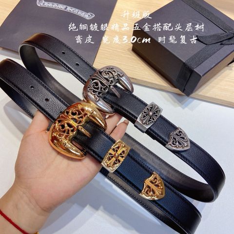 Belt nữ Chrome* Hearts* 3.0cm đẹp độc VIP 1:1