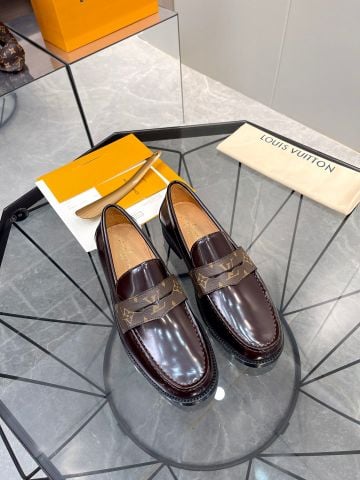 Giày nam Loafer LV* da bóng mờ phối hoạ tiết Monogram 2 màu cực đẹp lịch lãm VIP 1:1