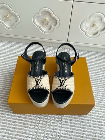 SANDAL ĐẾ CÓI L*V  RAFFIA THÊU LOGO