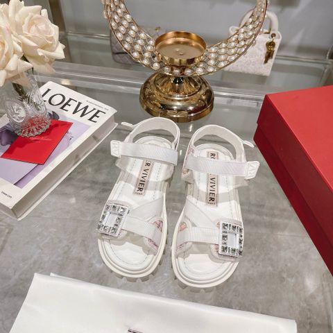 Sandal nữ Roger* Vivie*r da bò khoá đá vuông VIP 1:1