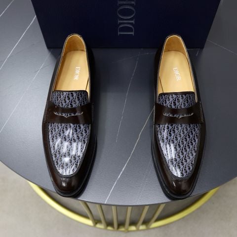 Giày nam Loafer Di*or* da bóng in hoạ tiết oblique đẹp lịch lãm