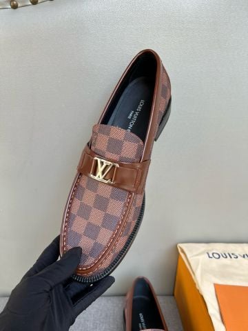 Giày nam Loafer Louis* LV* canvas hoạ tiết caro đẹp lịch lãm VIP 1:1