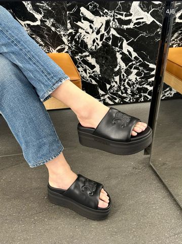 Dép nữ ce*line* cao 6,5cm da bò cao cấp