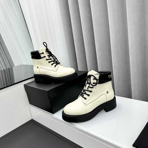 Giày boot chanel* da bóng dáng buộc dây khoẻ đẹp VIP 1:1