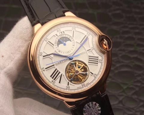 Đồng hồ cartier dây da máy cơ cho nam case 45mm