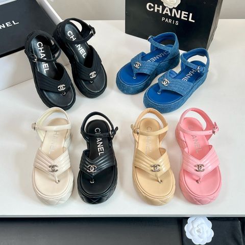 Sandal nữ CHNEL*  đế độn quai xỏ ngón
