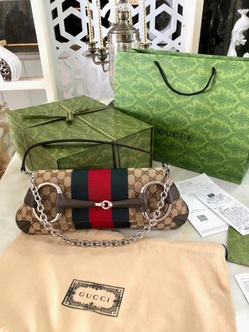 Túi xách nữ GUCCI* canvas hoạ tiết logo nâu khoá logo