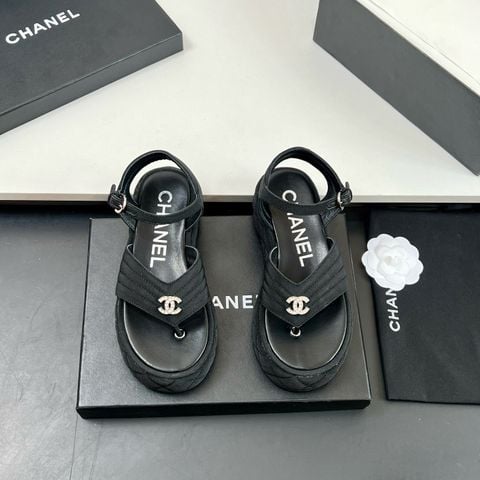 Sandal nữ CHNEL*  đế độn quai xỏ ngón