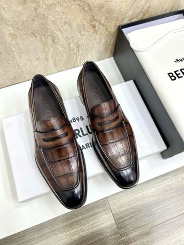 Giày âu BERLUTI* vân cá sấu màu đẹp lịch lãm VIP 1:1