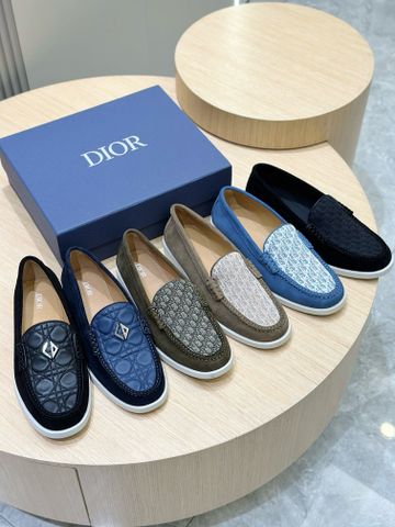 Giày lười DIOR* da lộn phối da bò vân caro kiểu cực