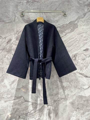 Áo khoác len nữ Dior* hai mặt đen và hoạ tiết oblique đẹp VIP 1:1