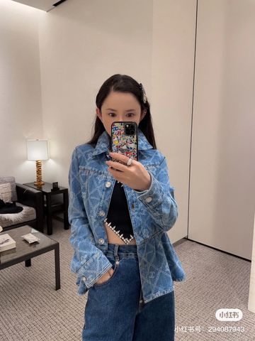 Áo khoác jeans nữ chanel* hoa trà dáng xoè đẹp độc VIP 1:1