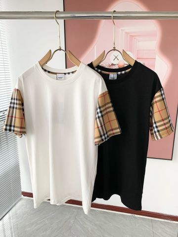 Áo phông nam nữ BURBERRY* tay phối kẻ chất đẹp VIP 1:1