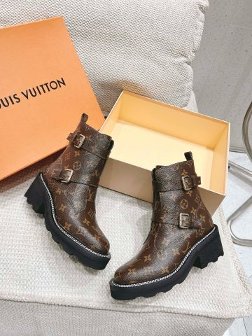 Boot LV* cao 5cm hoạ tiết Monogram nâu đẹp VIP 1:1