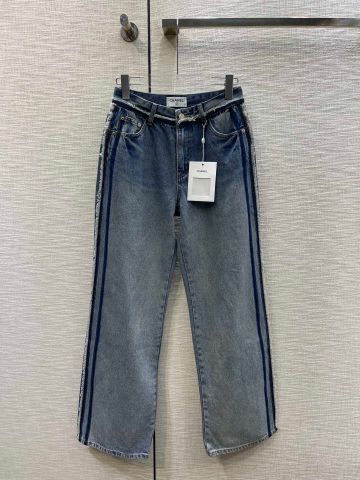 Quần jeans nữ ống suông chanel* sọc sườn đẹp VIP 1:1