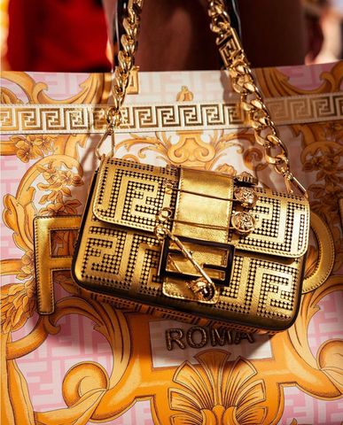 Túi xách nữ VERSACE* x FENDI* da bò vàng đồng đẹp độc sang chảnh VIP 1:1