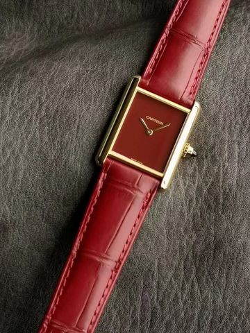 Đồng hồ nữ Cartier* dây da mặt vuông thanh lịch