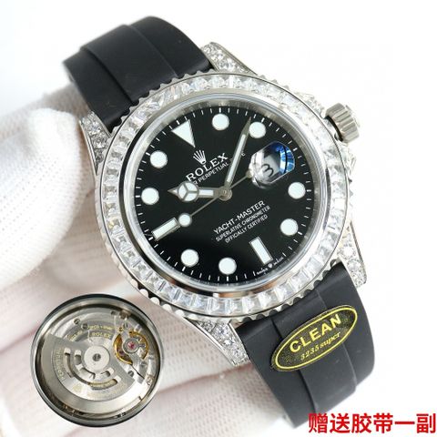 Đồng hồ nam rolex* dây cao cu viền nạm kim máy cơ VIP 1:1