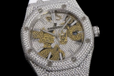 Đồng hồ nam Audemars* Piguet* mặt rồng nạm kim máy cơ dây cao su mẫu mới đẹp chất VIP 1:1