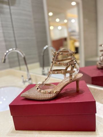 Giày cao gót VALENTINO* 3 quai cao  6,5cm lưới đá đẹp sang VIP 1:1