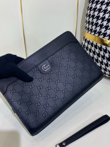 Túi clutch GUCCI* da bò mềm dập nổi hoạ tiết Logo đẹp cao cấp