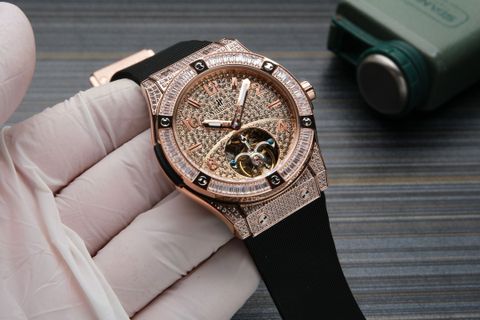 Đồng hồ nam Hublot* lộ cơ dây kim loại mặt nạm kim SIÊU CẤP