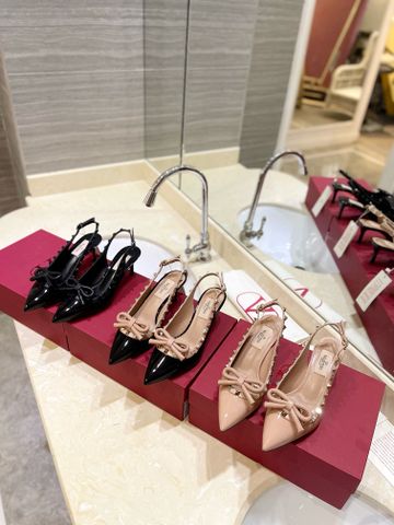 Giày cao gót VALENTINO* hở gót cao 6cm và 8,5cm mũi nhọn nơ đẹp sang VIP 1:1