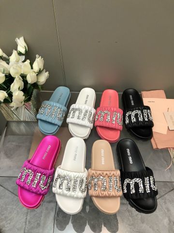 Dép nữ miu* miu* chất lụa satin logo chữ đá đẹp sang VIP 1:1