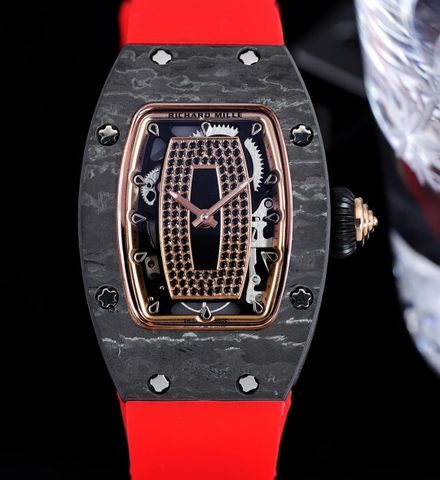 Đồng hồ nữ RICHARD* MILLE* 07-01 thể thao dáng khoẻ dây cao su mặt nạm kim đen cực độc lạ VIP 1:1